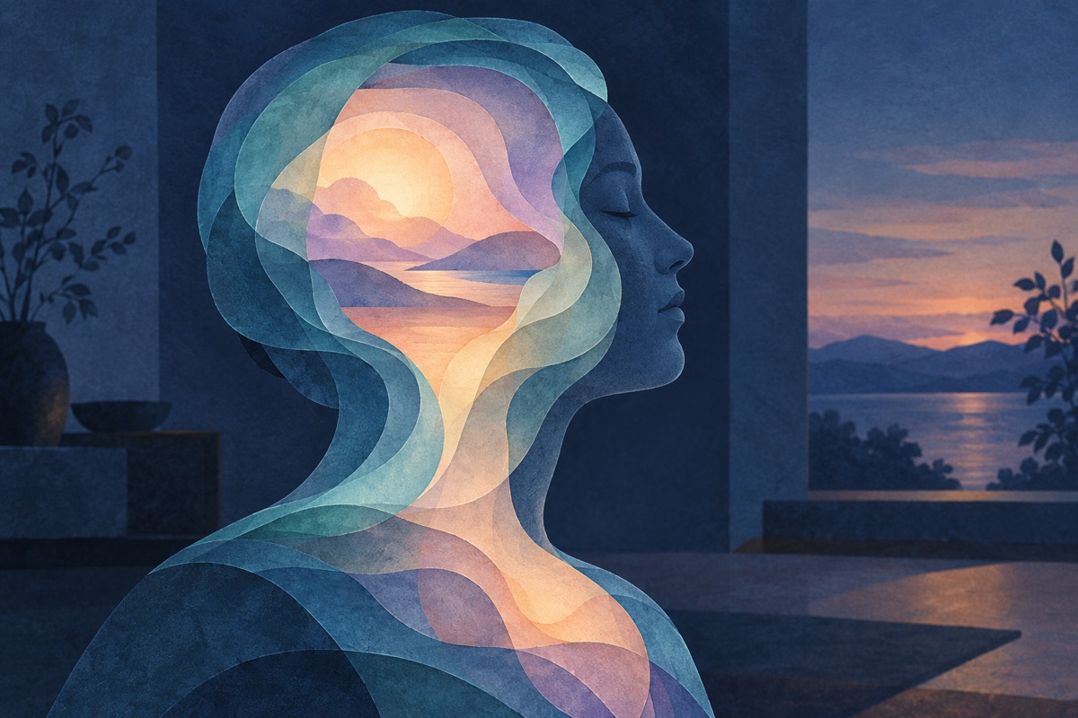 Conceptual illustration of inward attention and layers of consciousness